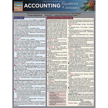 Barcharts BarCharts 9781423218173 Accounting Equations & Answers Quickstudy Easel 9781423218173